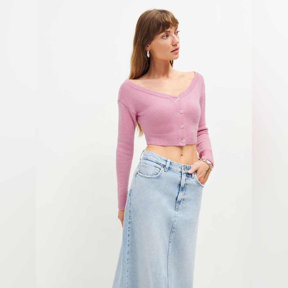 Reformation Millie Cashmere Off The Shoulder Cardigan Lola - Size S
